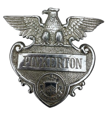 Vintage Pinkerton Security Obsolete Metal Hat Uniform Badge Eagle 3  wide