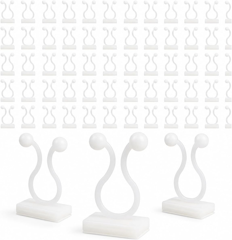 100 Pack Self-Adhesive Plant Wall Clips for Climbing Vines | Clear ABS Buckle Cl