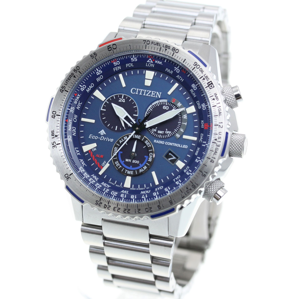 Pre-owned Citizen Promaster Sky Blue Dial Saaphire Radio Controlled Eco-drive Cb5000-50l