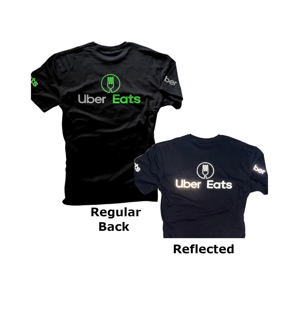 Reflective Tshirt UberEats Delivery Driver Black