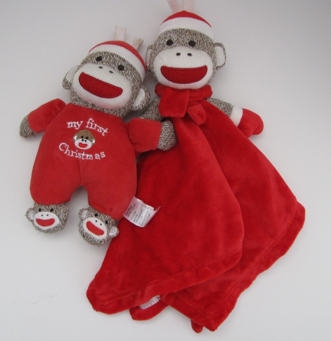 Sock Monkey Baby Starters My First Christmas Rattle Security Blanket