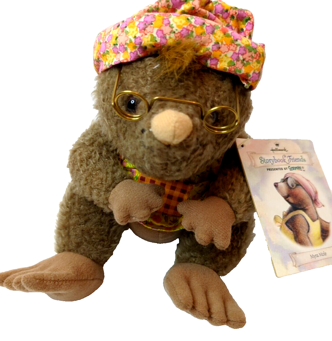Vtg Hallmark Crayola Storybook Friend MYRA MOLE Glasses Plush Stuffed Animal Toy