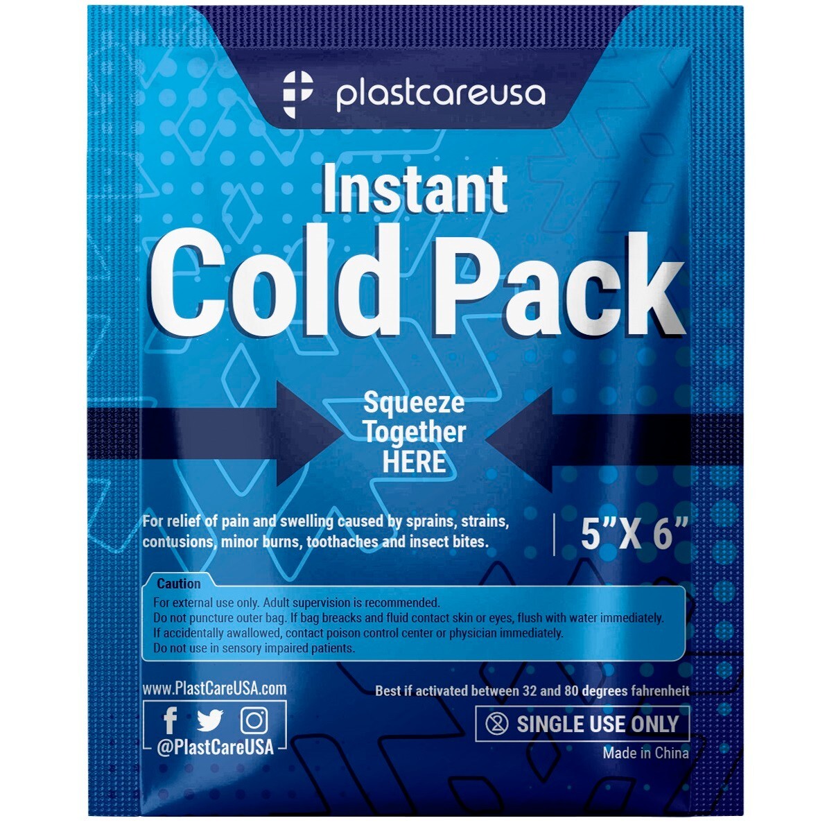 100 5" x 6" Cold Packs Disposable for Injuries Pain Aid Dental