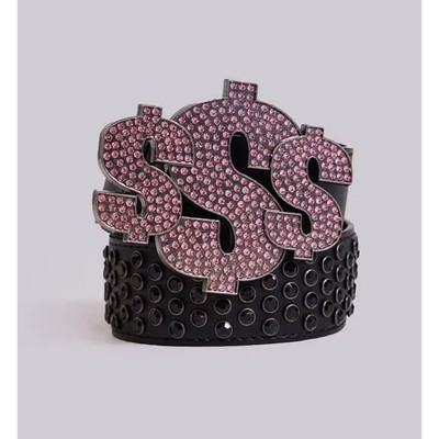 NWT JADED LONDON Dollar Belt Black Pink Money Studded One
