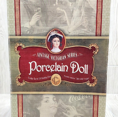 Victorian Series Porcelain Doll Cracker Barrel Coca-Cola Brown Hair  Green Dress