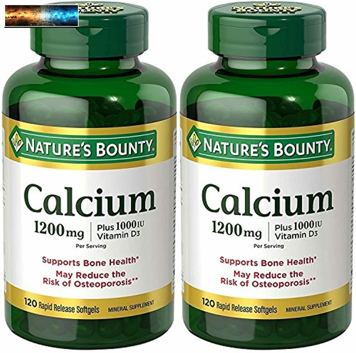 Calcio de Nature's Bounty 1200 Mg. Plus Vitamina D3, 240 Cápsulas Blandas (2 X 120 Unidades Bo