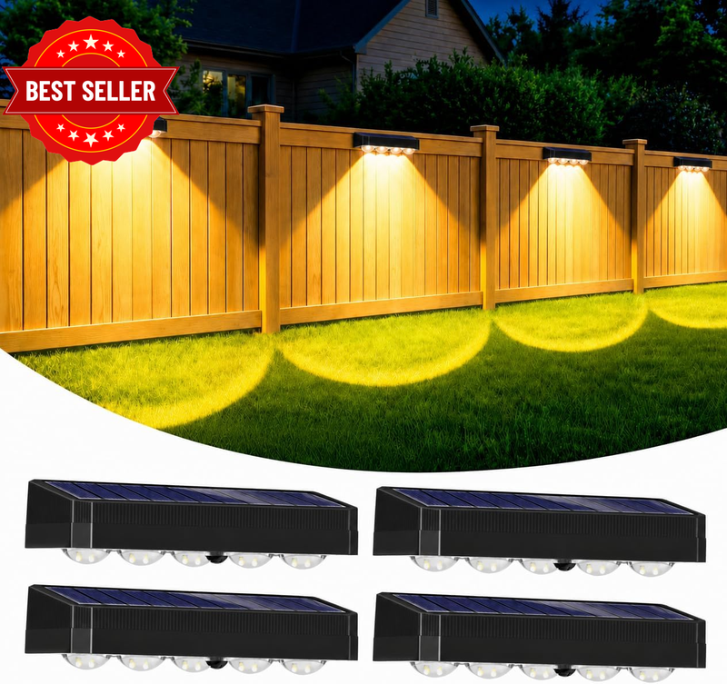 Solar Fence Post Lights 4 Pack, 5 LED Deck Post Lights with 3 Colour Temperature