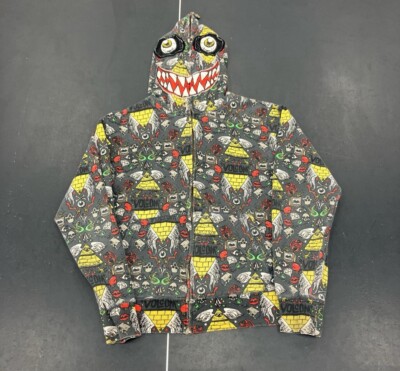 volcom ryan sheckler all over print hoodie mens size xl full zip flaw read aop 166634734323