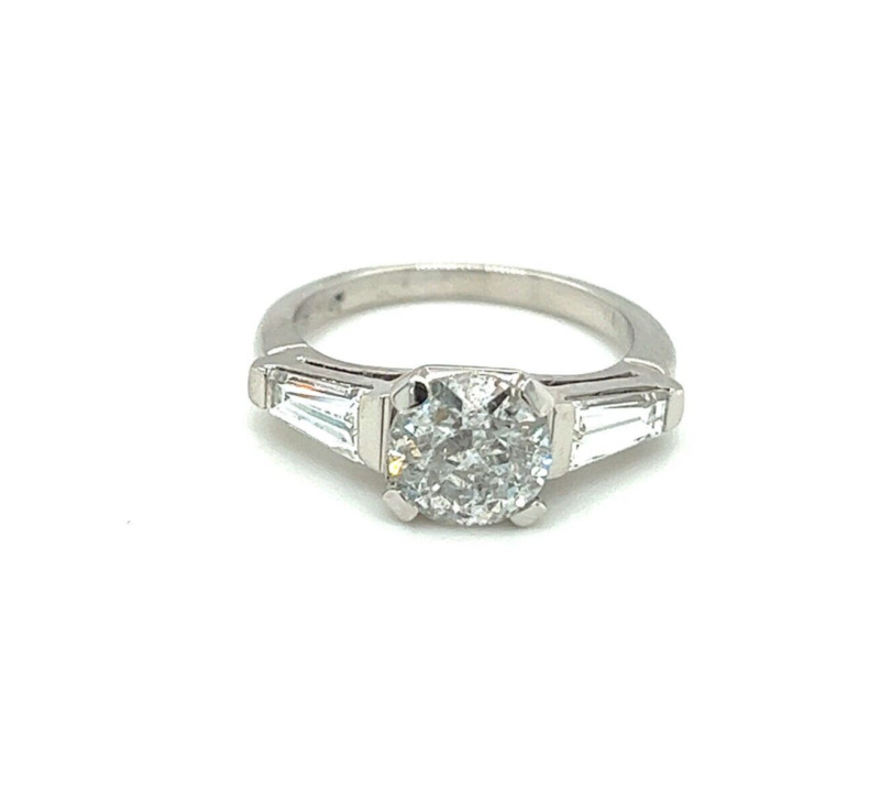 2.01 Ct Natural Round Brilliant Cut Diamond Engagement Ring F Color I-1 Clarity 