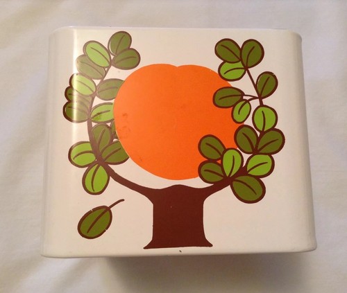 Vintage Metal Canister Orange Tree
