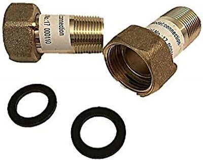 Pair of 3/4'' Lead Free Water Meter Couplings, 3/4'' Male NPT, 1'' Female NPSM