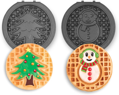 DASH Multimaker Mini System Two 4  Nonstick Removable Waffle Plates Set (Snowman
