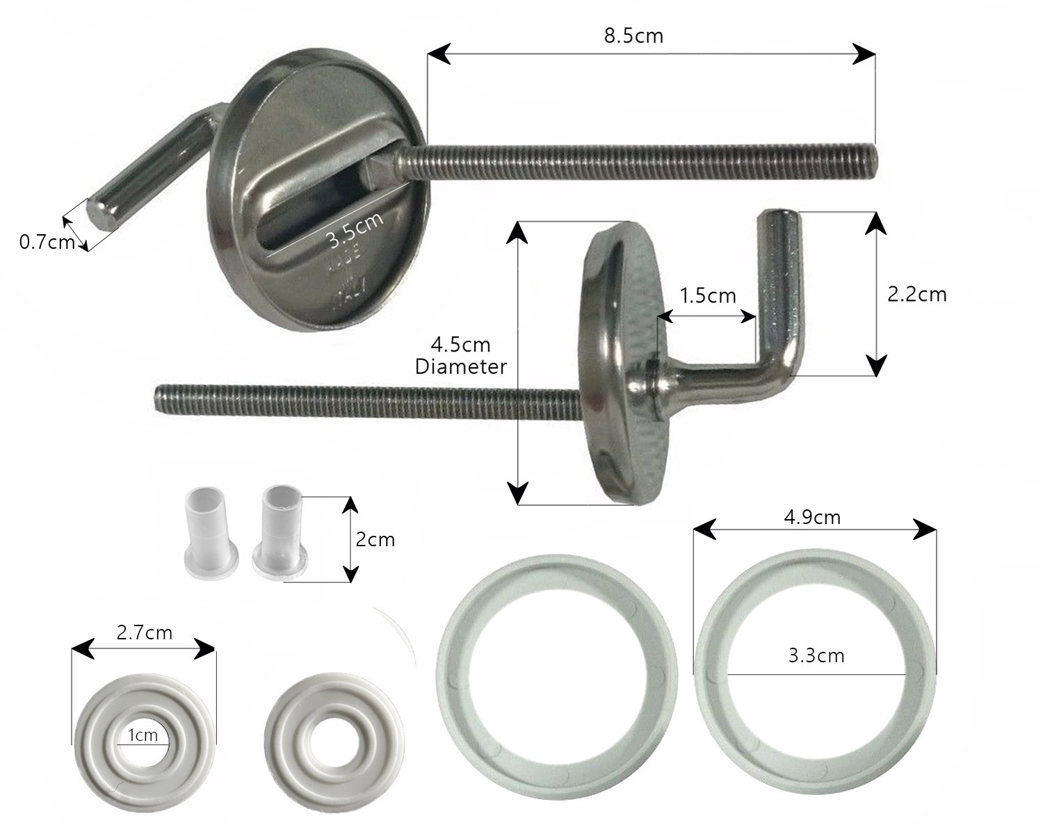 2 Replacement 11cm Adjustable L Shape Toilet Seat Hinges Stainless Steel Set A13
