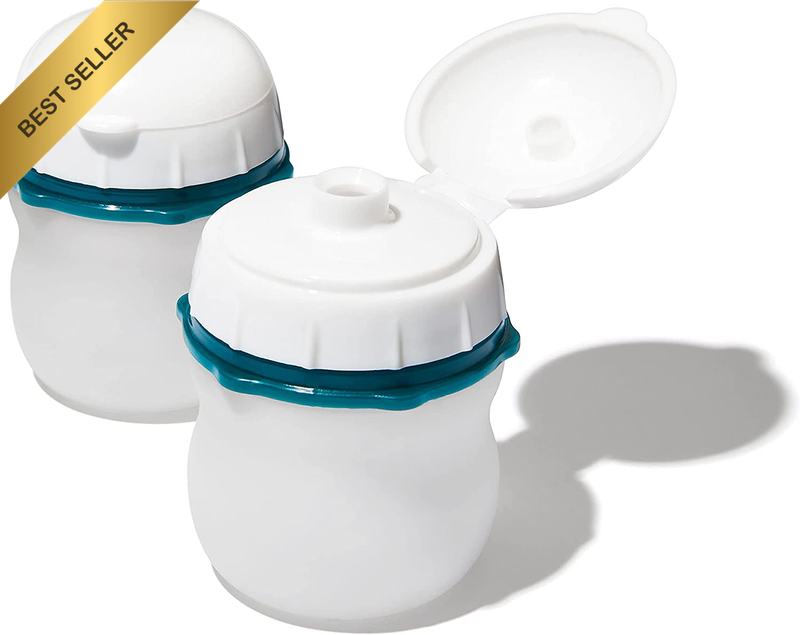 Prep & Go 2-Piece Silicone Squeeze Bottles, White, 2.3 Oz