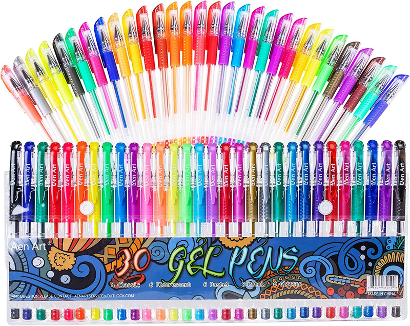 Gel Pens for Adult Coloring Books, 30 Colors Gel Marker Colored Pen with 40% Mor
