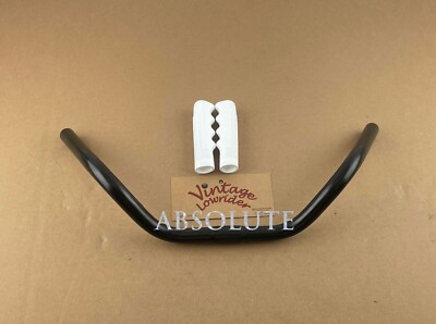 ABSOLUTE BICYCLE BEACH CRUISER STEEL HANDLEBAR 25.4MM IN BLACK W/ WHITE GRIPS.