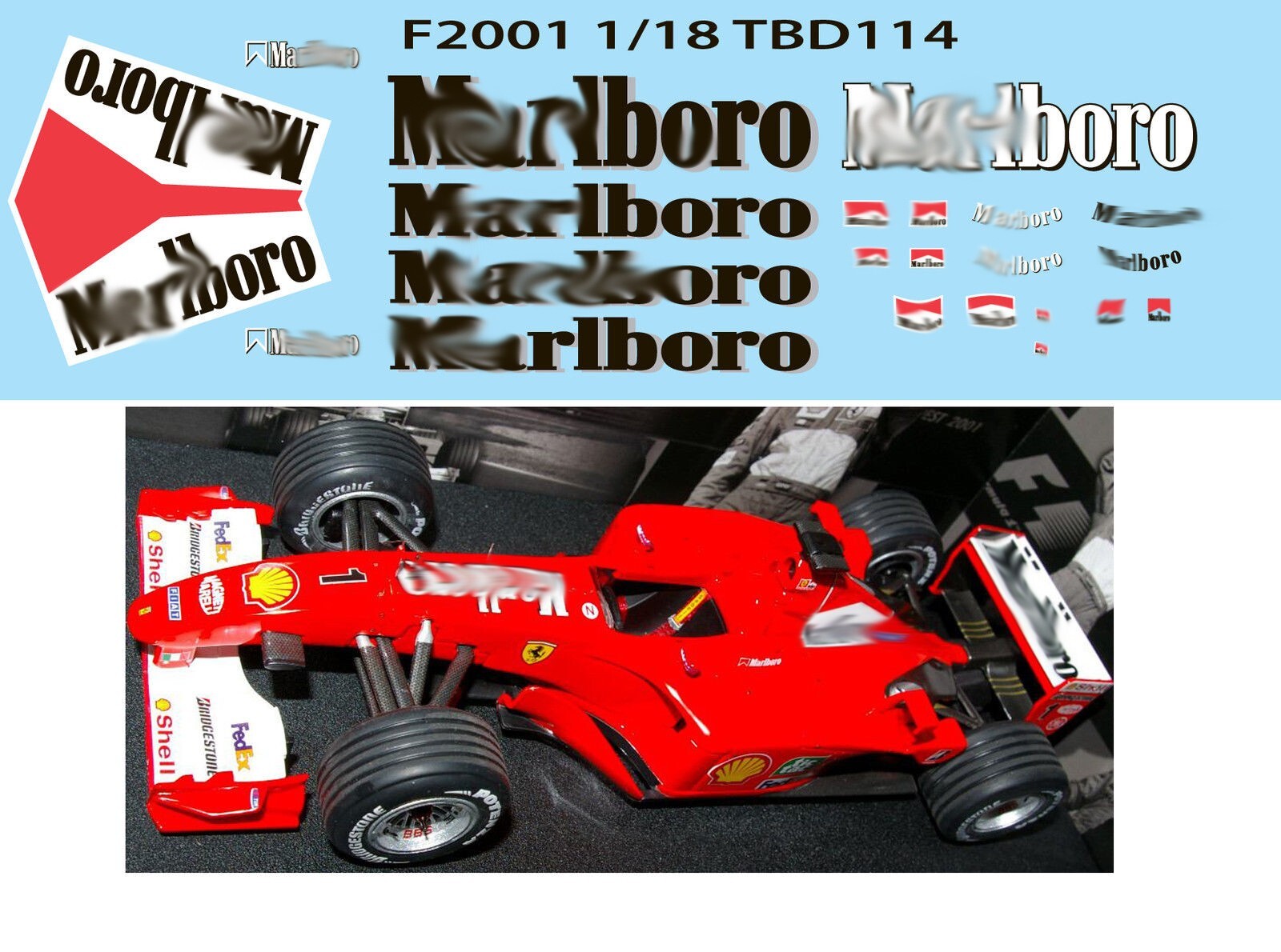 1/18 Decals for FERRARI F1 F2001 F 2001 MICHAEL SCHUMACHER TBD114