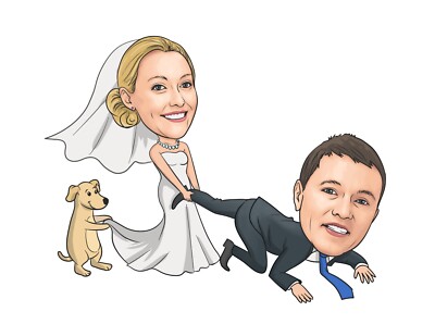 Custom Full Color Caricatures -  made from your photos - Unique Cartoon Gift  