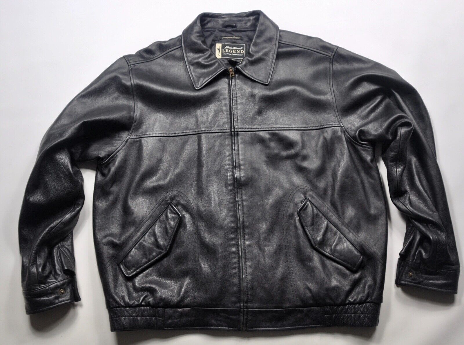 Vintage Eddie Bauer Bomber Jacket Mens XLT Black Leather Vintage Eddie Bauer Bomber Jacket Mens XLT Black Leather