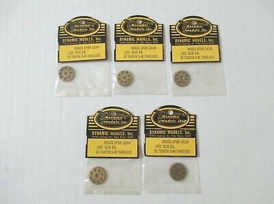 LOT OF 5 NEW VINTAGE DYNAMIC MODELS INC SLOT CAR BRASS SPUR GEARS #822 28 TOOTH