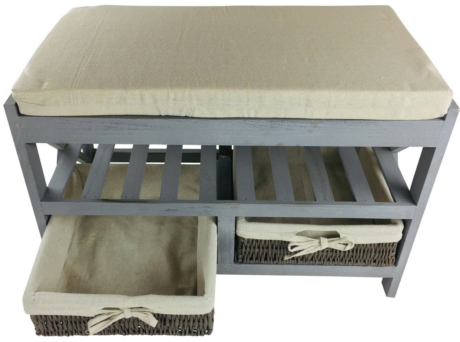 Home Furniture Diy Grey Storage Unit Stool Wicker Rattan Drawer Basket Shabby Chic Cushion Seat Kisetsu System Co Jp