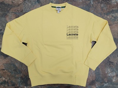 

Lacoste Yellow L!VE Флисовая толстовка свободного кроя с круглым вырезом и принтом, Желтый