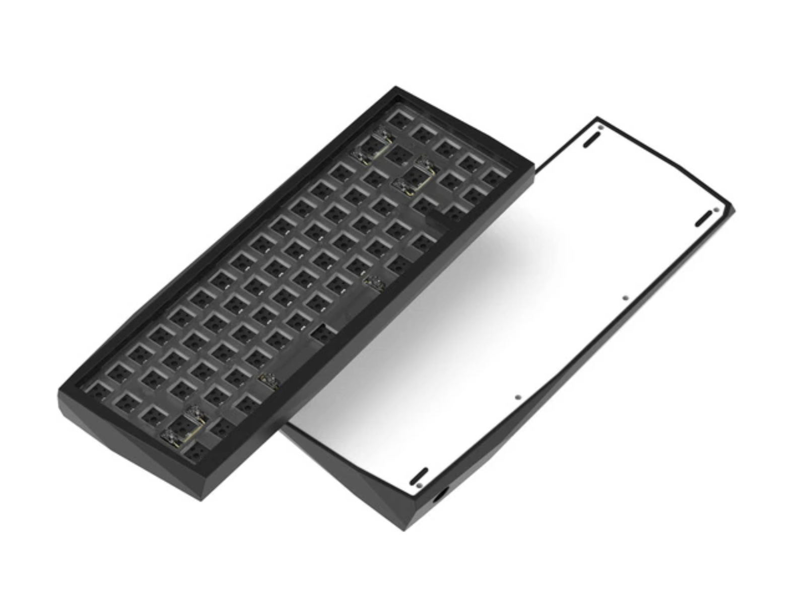 KBDFans Blade65 R1 Aluminum Keyboard Case, black top, brass plate, Hot