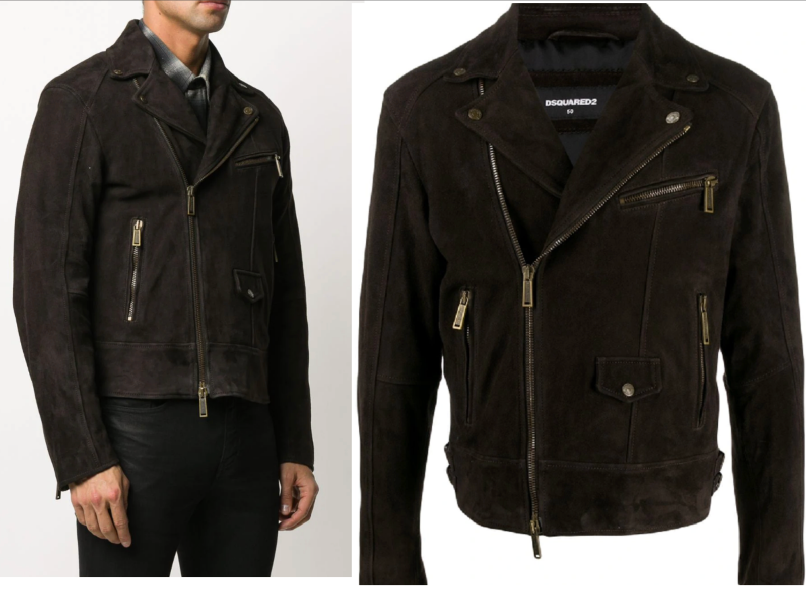 Dsquared2 Suede Leather Biker Style Jacket Iconic Blouson