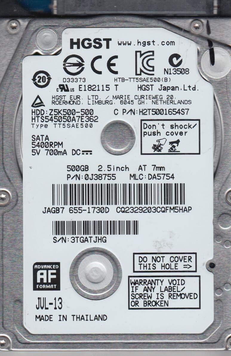 HGST 500 GB Laptop HDD HTS5450A7E362 0J38755 | eBay