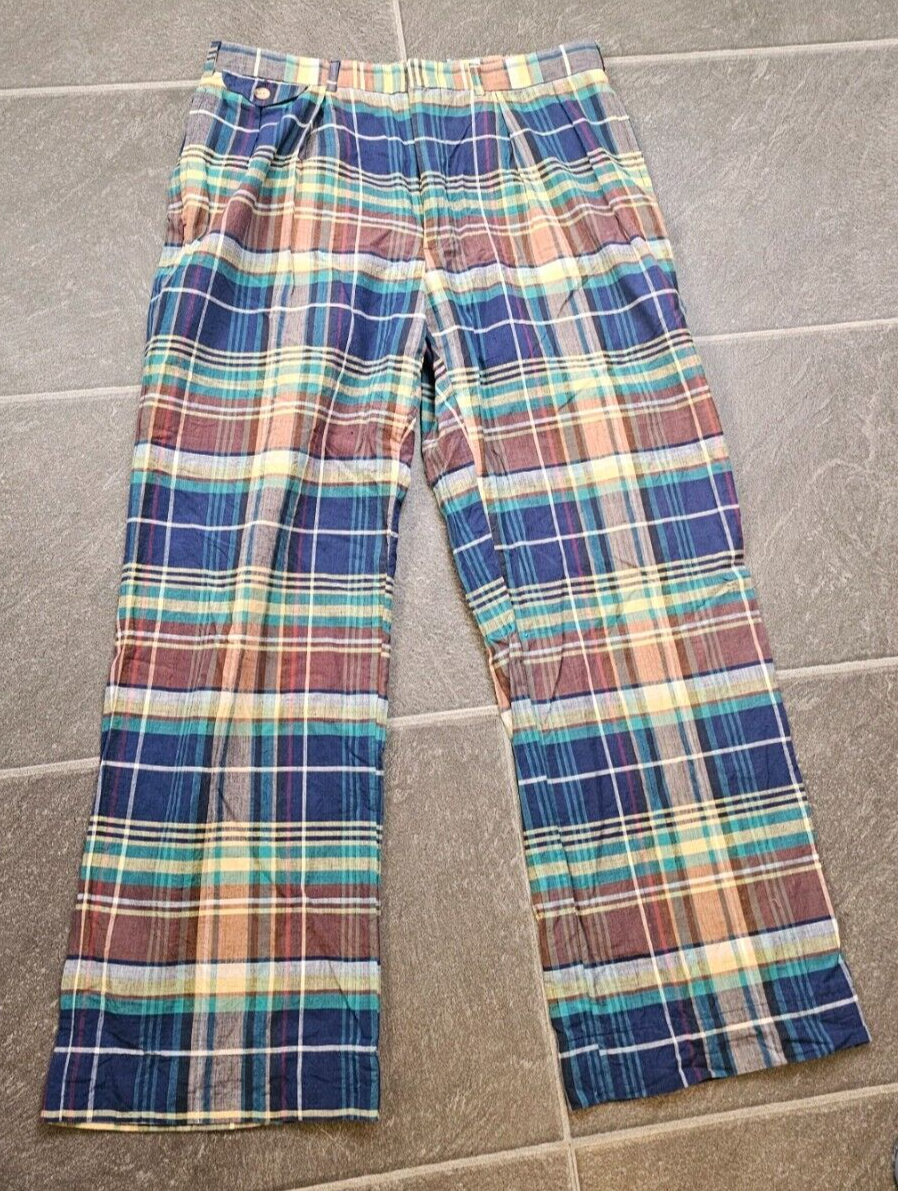 VTG 80'S 90'S POLO RALPH LAUREN MEN'S MADRAS PATCHWORK PANTS