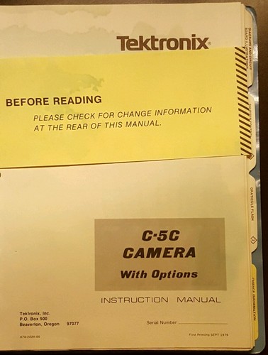 Tektronix C-5C camera with options instruction manual operating vintage diagrams