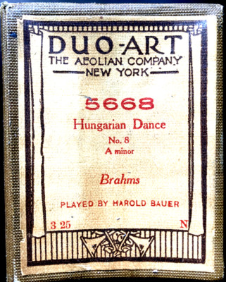 DUO-ART Brahms HUNGARIAN DANCE No. 8 A minor Harold Bauer 5668 Player Piano Roll