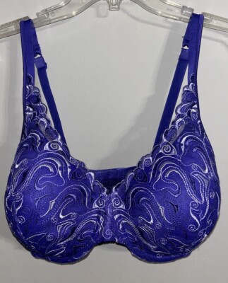 Playtex Secrets 38DD Berry Purple Bra Side Smoothing Embroidered Scalloped