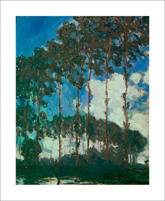 Monet Poplars on the Epte trees fine art print poster wall art WITH BORDER