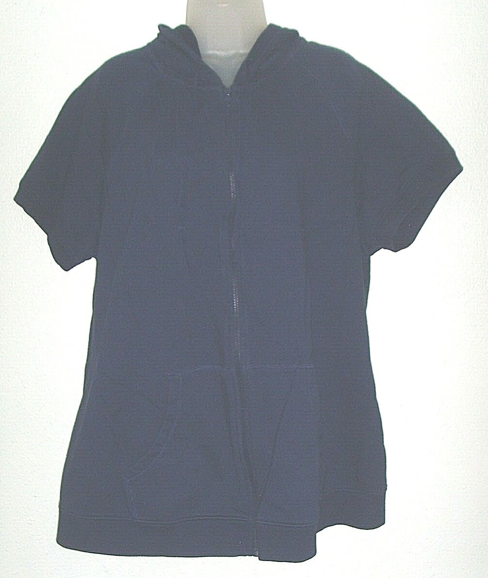 Women's XXl maternity navy full zip short sleeve hooded sweatshirt (Old Navy)