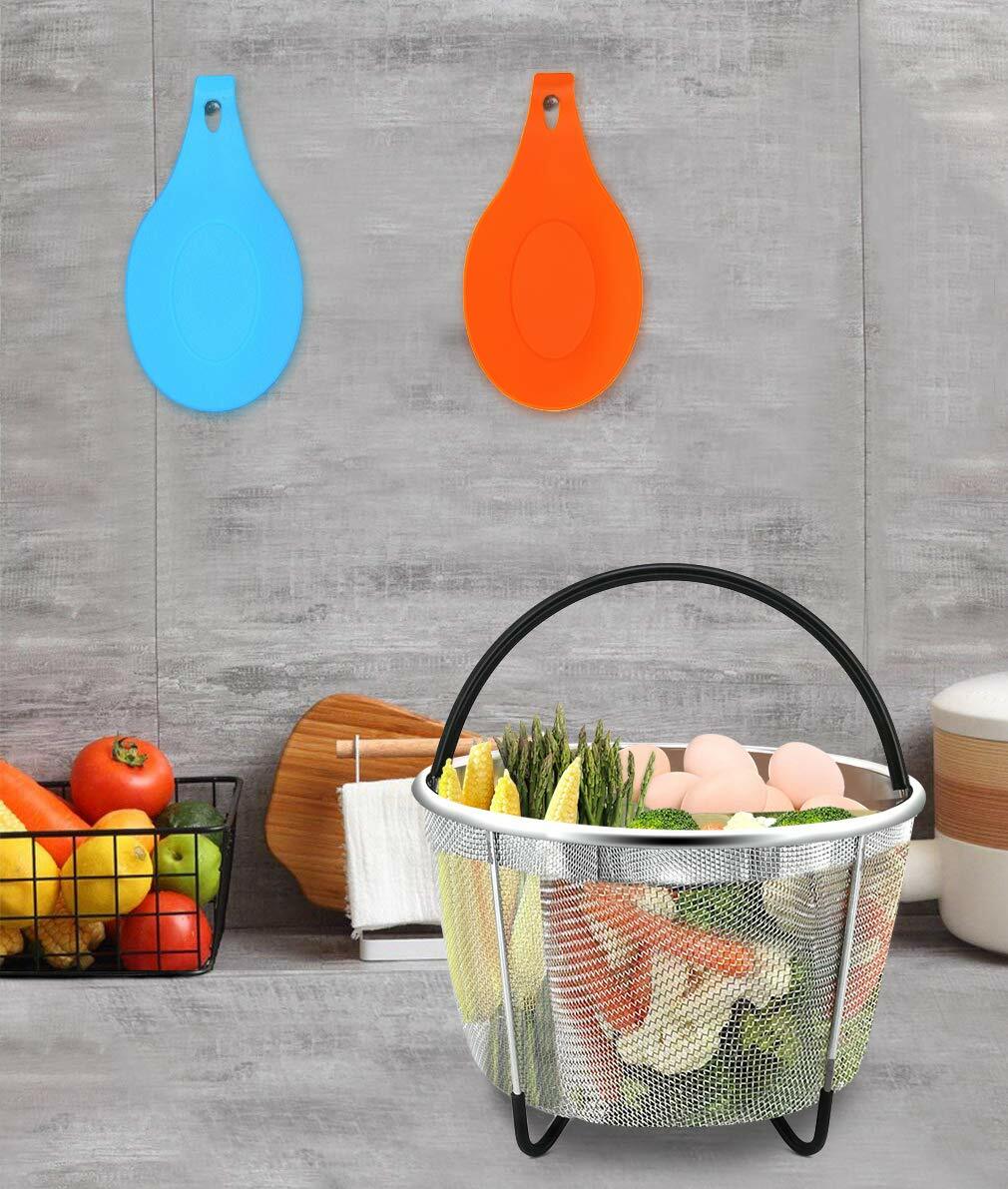 6 Pcs Kitchen Silicone Spoon Rest Heat Resistant Utensil Rest Ladle Spoon Holder