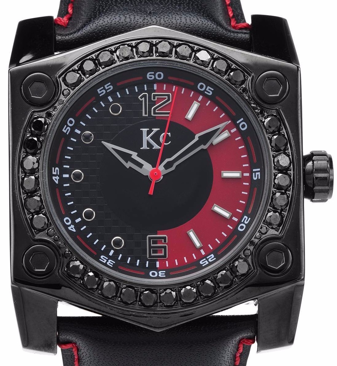Pre-owned Kc Model Wa007518 Watch With 3.65ctw Black Opaque Roud Large Diamons. Brand