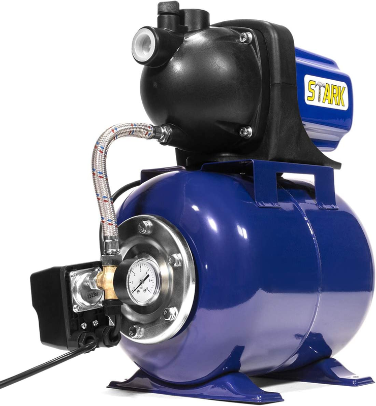 1.6 HP Shallow Jet Water Well Pump with Tank Garden Sprinkler System, Blue
