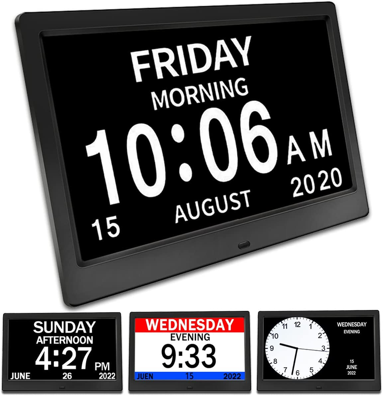 Digtal Clock with Day and Date for Seniors, Large LCD Time Display