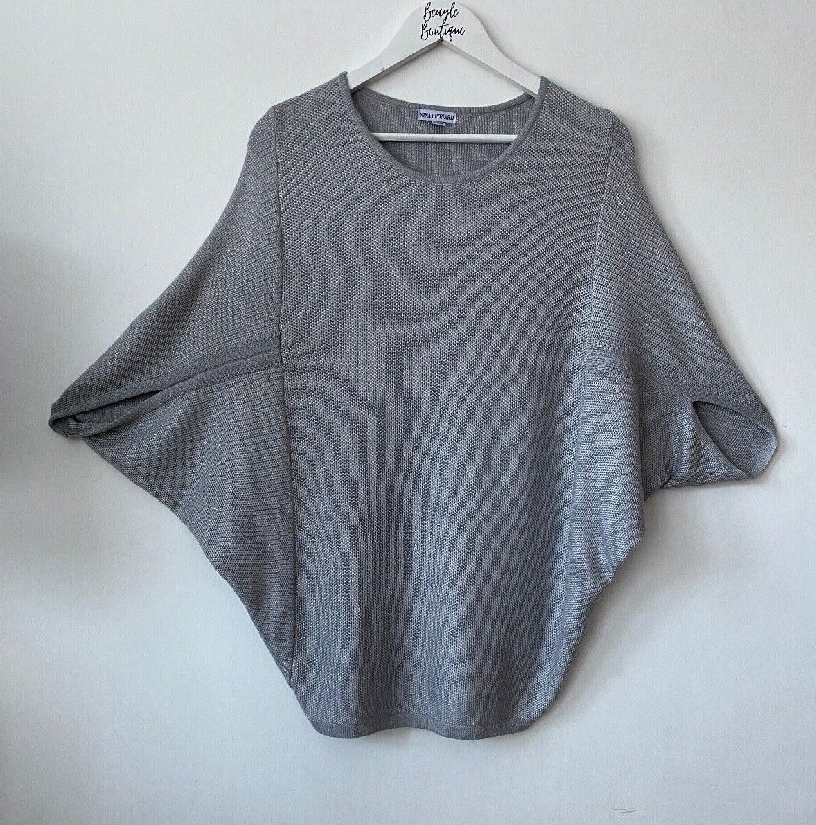 Nina Leonard Dolman Sleeve Sparkly Jumper  S, M, L, 2XL Black or Grey - Picture 8 of 10