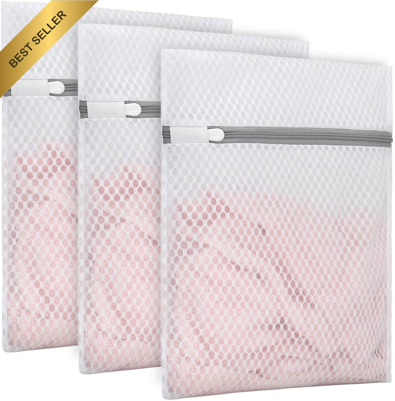 3Pcs Durable Honeycomb Mesh Laundry Bags for Delicates 9 X 12 Inches (3 Small)