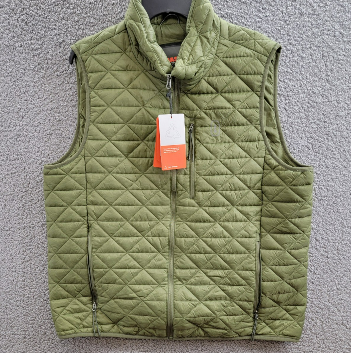 BASS OUTDOOR Delta Diamond Quilted Packable Puffer Vest Men's XL Moss Full Zip - Picture 2 of 16