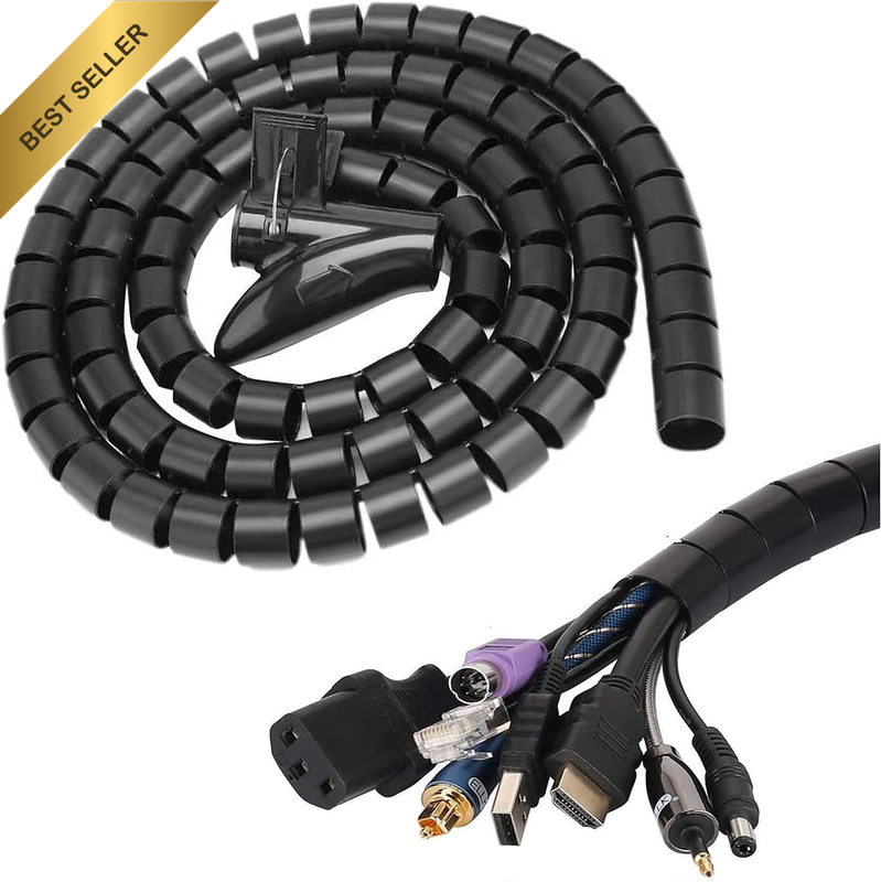 Cable Sleeve Easy Wrap,Cable Management Sleeve,Under Desk Cord Organizer for Com