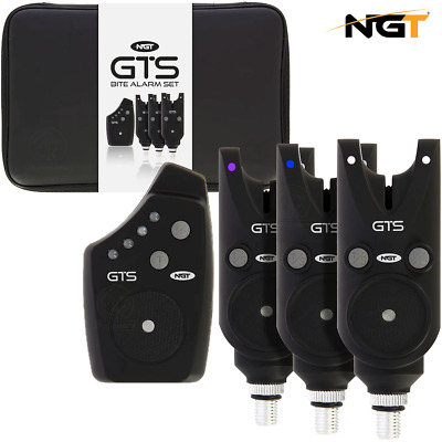 NGT GTS Wireless Fishing Bite Alarms + Reciever Set & case Carp Fishing Alarms