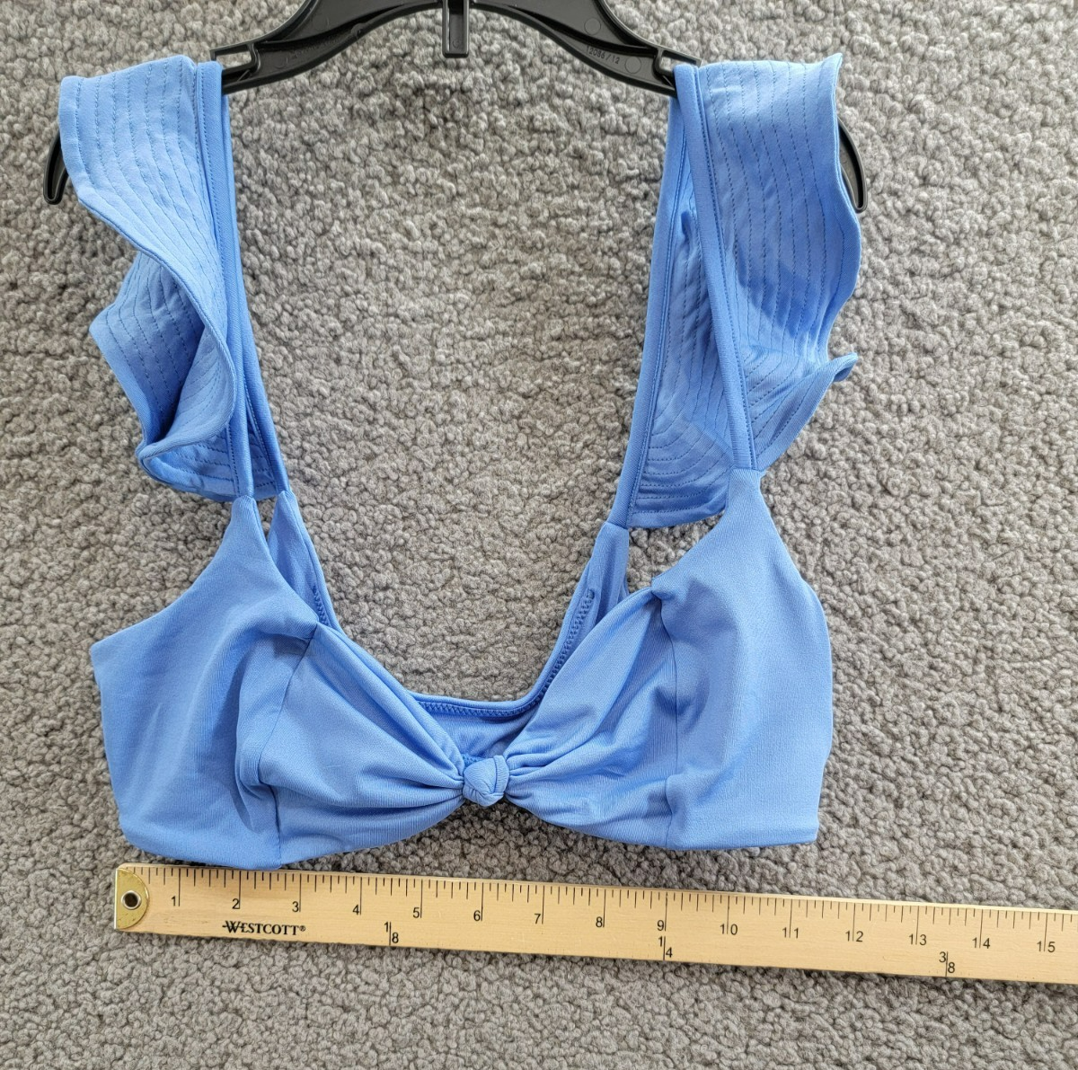 Peixoto Amara Bikini Top Women's S Lazuli Blue Knot Front Ruffle Sleeve Pullover - Picture 5 of 15