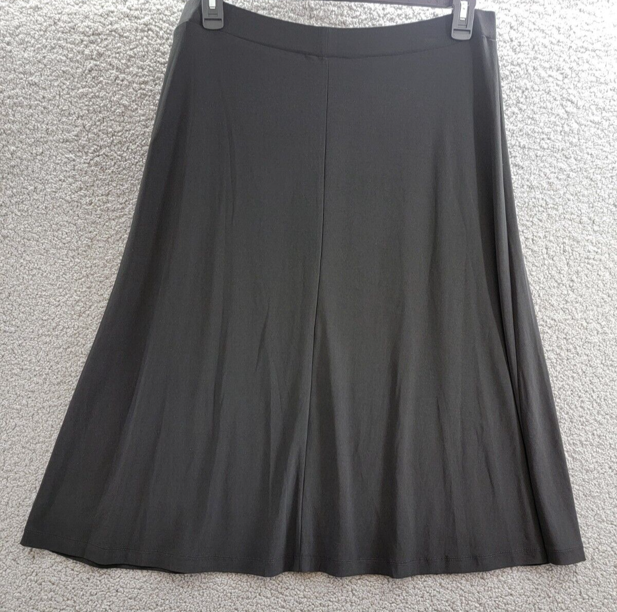 Kasper Plus Size Pull On Knit Midi Skirt Women's 1X Black Solid Elastic Waist - Picture 9 of 15