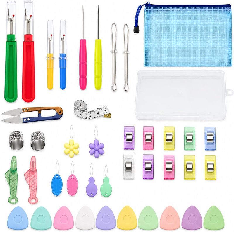 42-Piece Seam Rippers Sewing Seam Thread Removers,Sewing Kit with Threaders, Cli