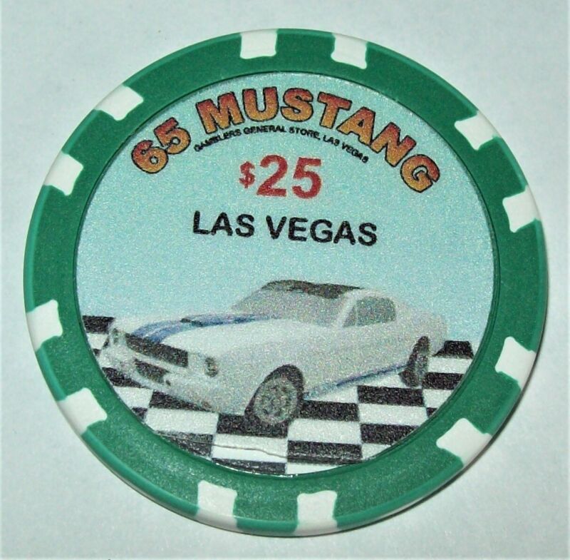 1965 Ford Mustang $25 Poker Chip Card Guard Gamblers Store Las Vegas Car Auto