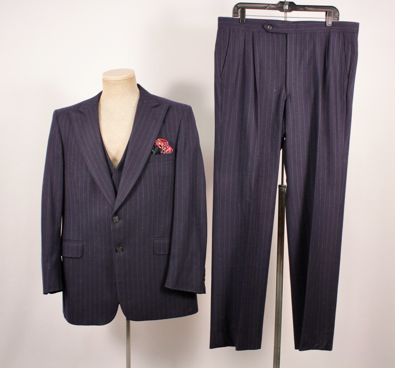〔Vintage〕90s Black navy Simple suit デカ襟 Mens Vintage US Navy Double Breasted Black Blazer Small