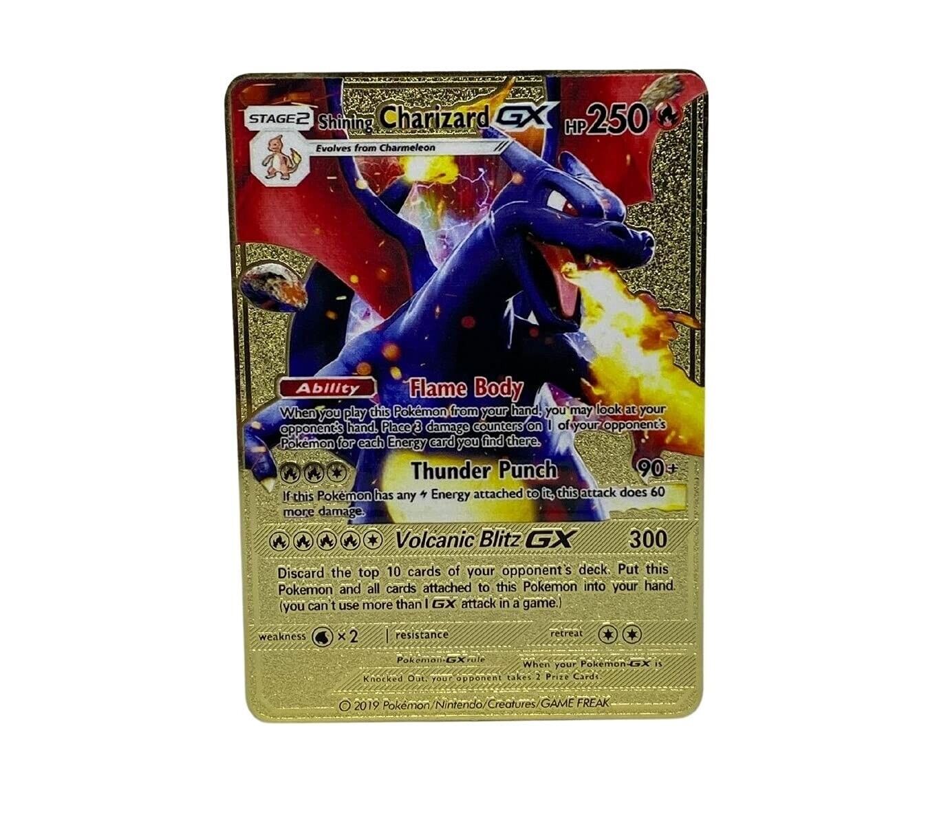 Pokemon TCG Shining Charizard GX Gold Metal Collectable card Pokemon TCG Shining Charizard GX Gold Metal Collectable card